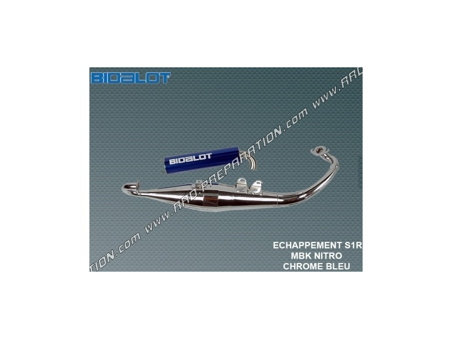 Muffler BIDALOT S 1R Chrome minarelli horizontal (nitro, aerox, ovetto, neos,…) blue silencer