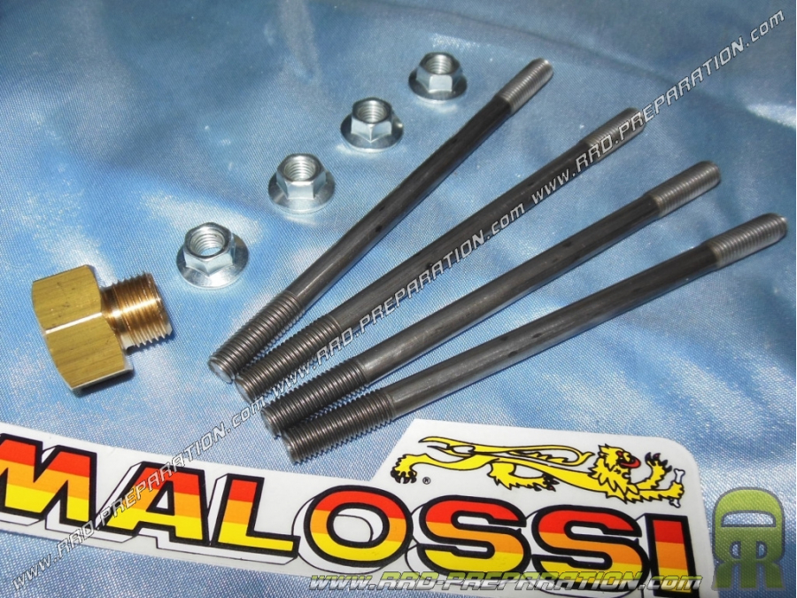 Jeu de 4 goujons + écrous + purge pour haut moteur, kit MALOSSI MHR REPLICA 50 & 80cc de DERBI euro 1, 2 & 3