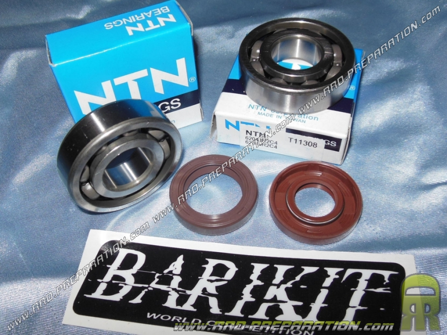 Set of 2 reinforced bearings large silk (Ø20mm) + joined spy of crankshaft NTN by BARIKIT cage steel riveted C4 minarelli am6