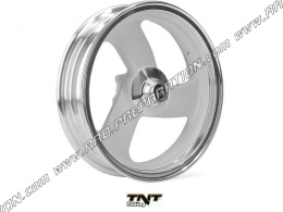 Jante avant TNT Tuning aluminium 13 pouces fixation 4 trous couleur blanche avec flanc chromé pour Booster