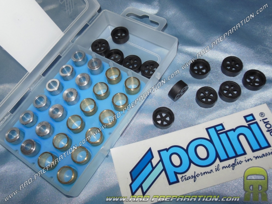 Caja de 4 series de 6 rodillos, rodillos POLINI Motori en gramaje Ø16X13mm a elección