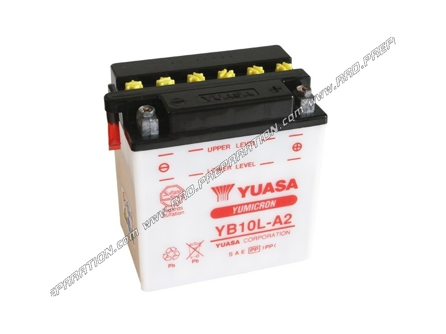 Batería YUASA YB10L-A2 12v (ácido con mantenimiento) para moto, mécaboite, scooters...