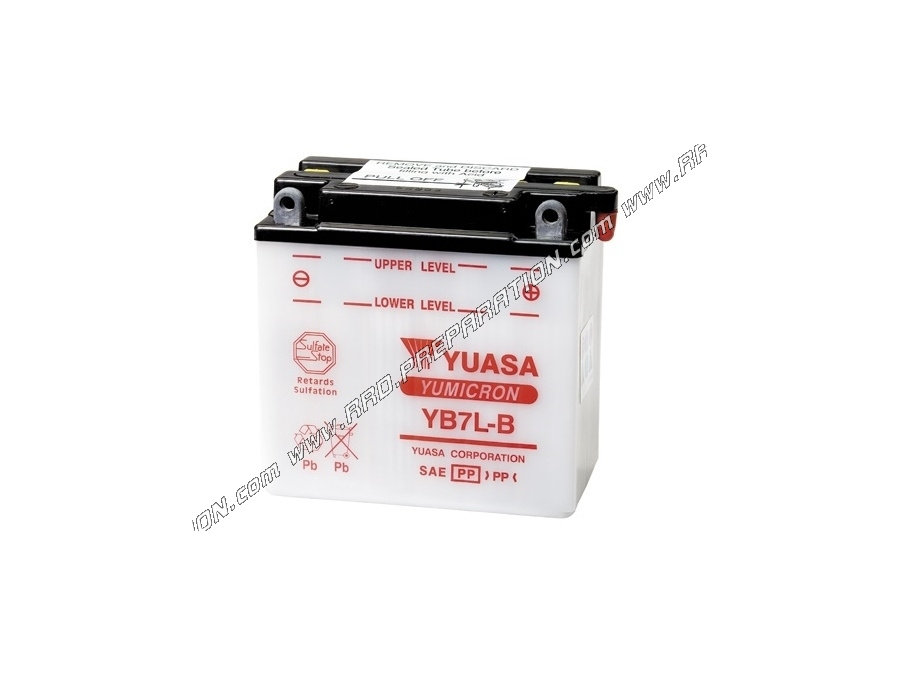 Batería YUASA YB7L-B 12v (ácido con mantenimiento) para moto, mécaboite, scooters...