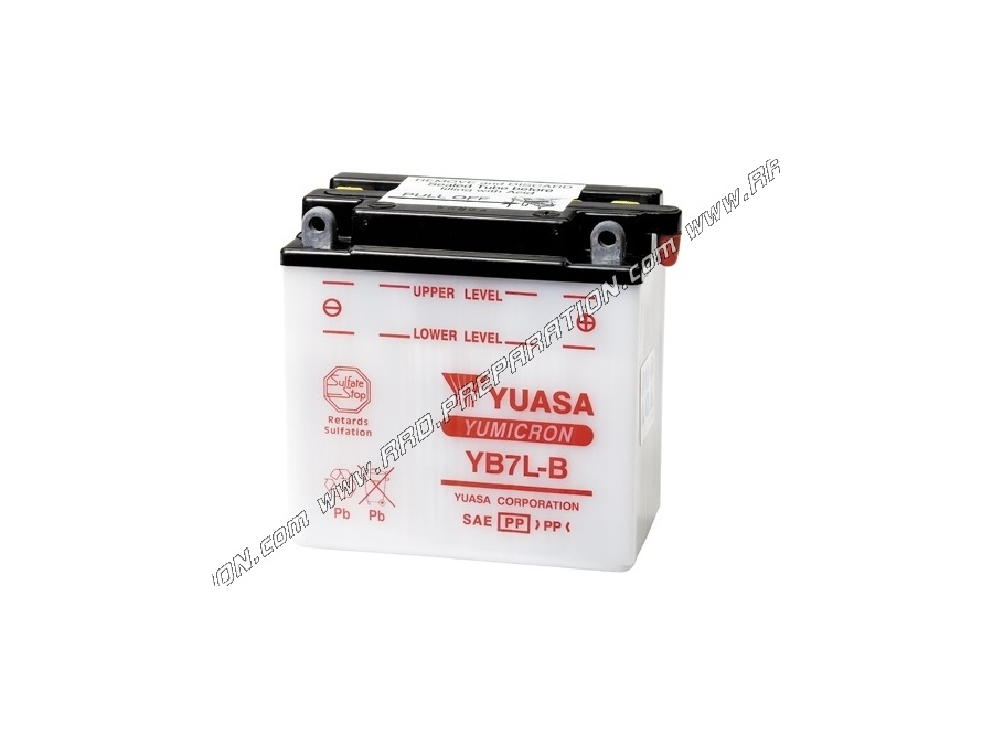 Batterie YUASA YB7L-B 12v (acide avec entretien) pour moto, mécaboite, scooters...