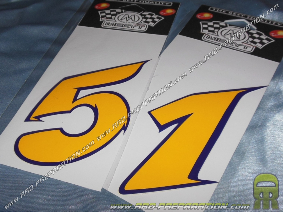 Stickers numbers MERYT of color yellow, cuts single 9cm (width)