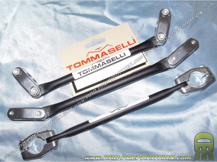 TOMMASELLI barra de refuerzo para manillar de cross, enduro, super-biker longitud 23cm (230mm) negro y fijación aluminio cromado