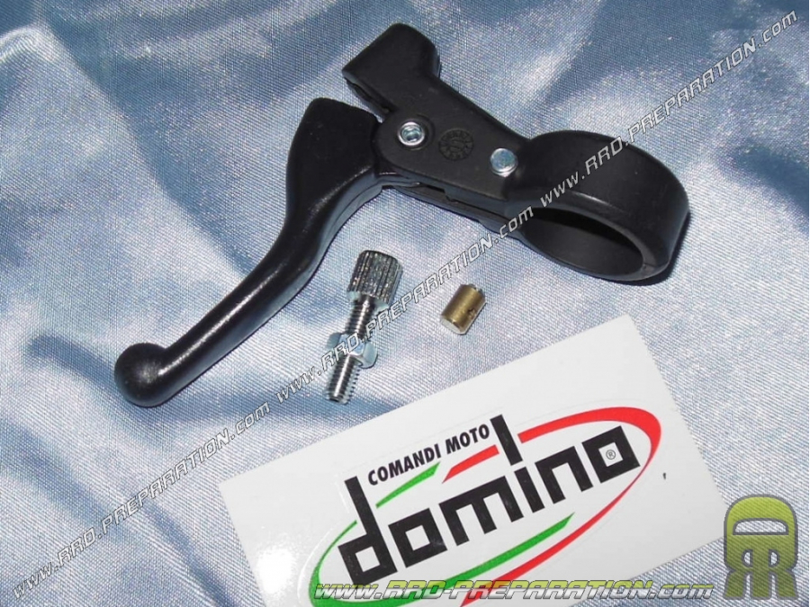 Palanca de descompresión / estrangulador y tornillo de ajuste DOMINO en aluminio negro para ciclomotor, scooter, mécaboite...