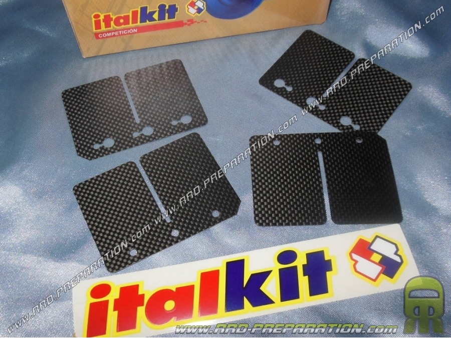 Lamelles de clapets compétition ITALKIT Carbone double V pour moto & karting 2 temps ROTAX, APRILIA RS... 125cc