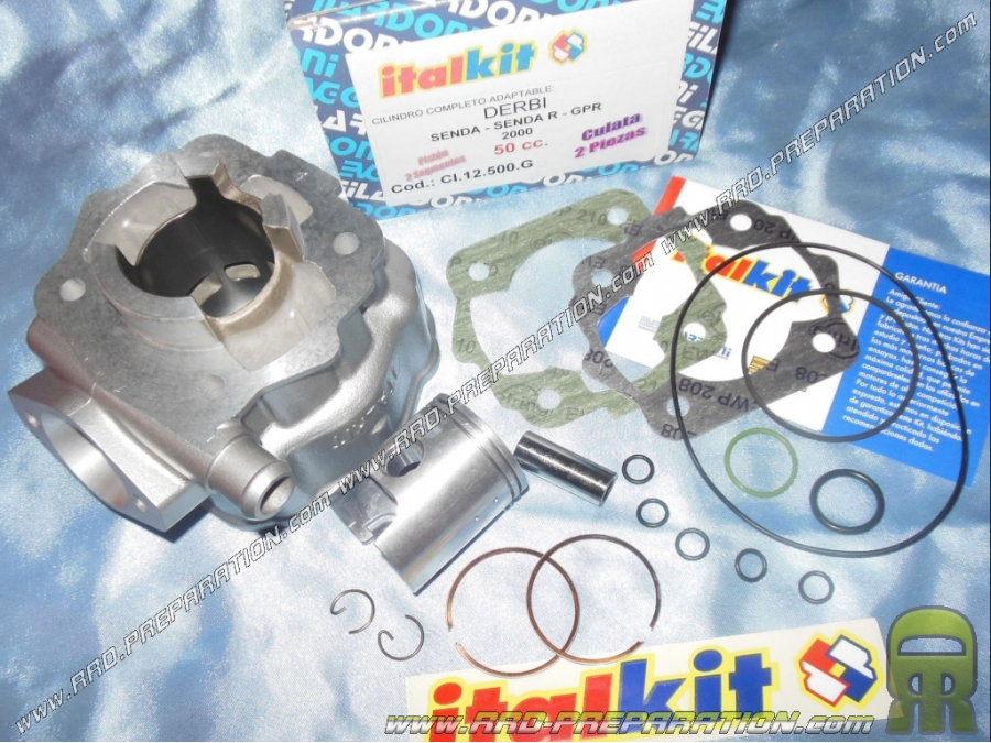 Kit 50cc cilindro/pistón sin culata Ø39.86mm ITALKIT Racing bisegmento aluminio DERBI euro 1 y 2