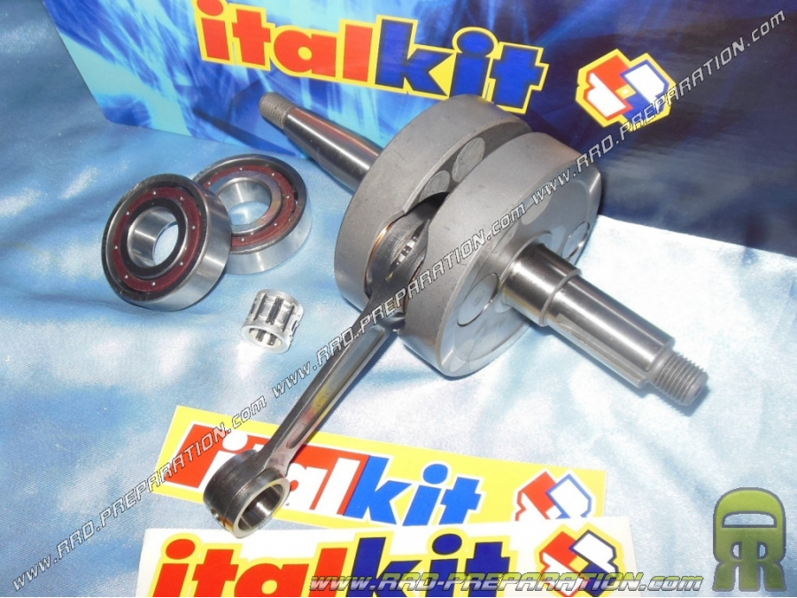 Crankshaft + bearings ITALKIT Competition long race 44mm/rod 85mm (silks of Ø20mm) driving minarelli am6