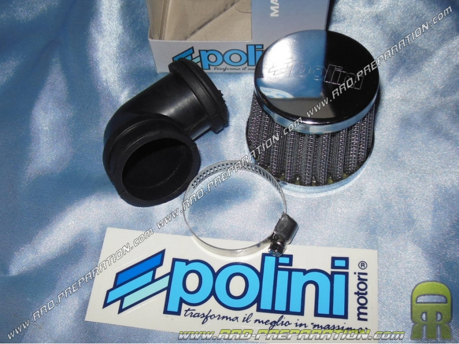 Filtre à air, cornet grille type K&N POLINI coudé 90° (Ø de fixation carburateur Ø34 et 38mm aux choix)