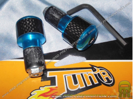 Pair of bar end TUN 'R Round Ø17mm carbon / blue