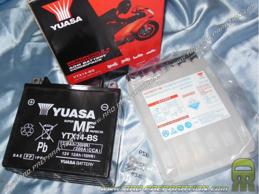 YUASA YTX14-BS 12v 12A batería libre de mantenimiento para moto, mécaboite, scooters...