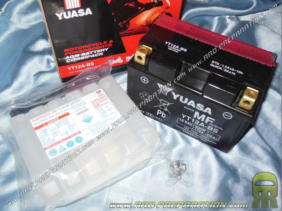 Batterie sans entretien YUASA YT12A-BS 12v 10A pour moto, mécaboite, scooters...