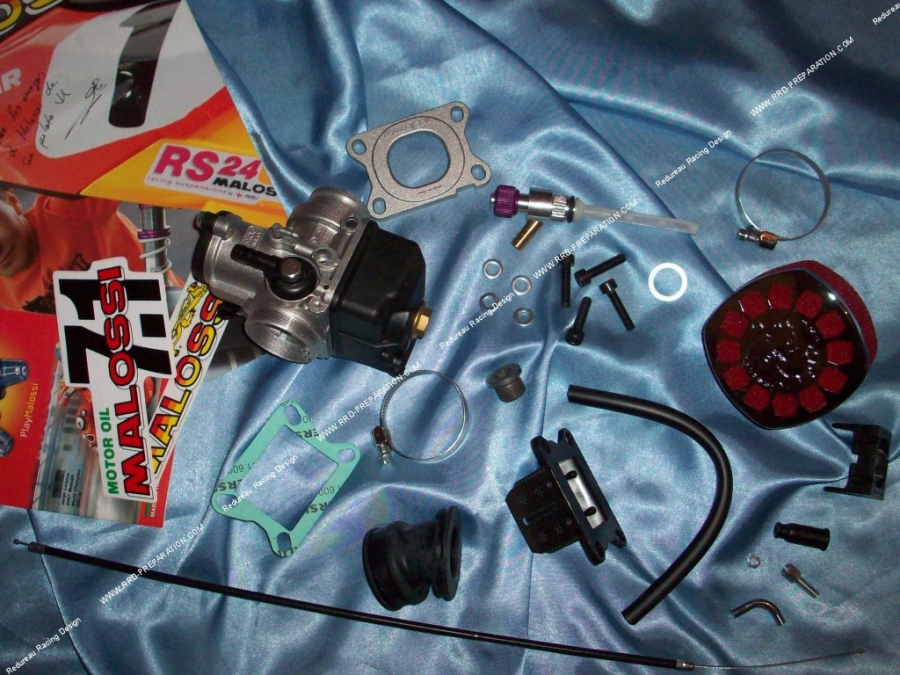 carburetor kit MALOSSI MHR PHBH Ø26mm with valves, pipe, filter, tap ... for mécaboite minarelli am6 & DERBI euro 1,2 & 3