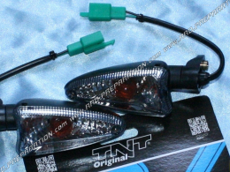 Clignotants TNT noir / transparent pour scooter Nitro, Typhoon et mécaboite DERBI, GPR, RS4...