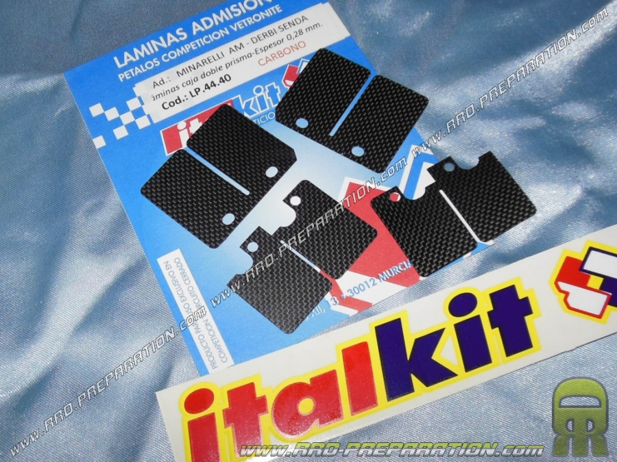 Set of 4 ITALKIT carbon slats 0.28mm for ITALKIT double roof competition valves for minarelli am6, derbi...