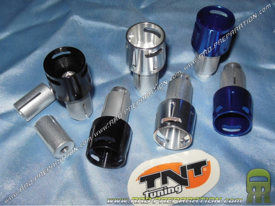 Par de puntas de manillar TNT TUNING HOLE Ø15 y 17mm negro mate, cromo o azul anodizado