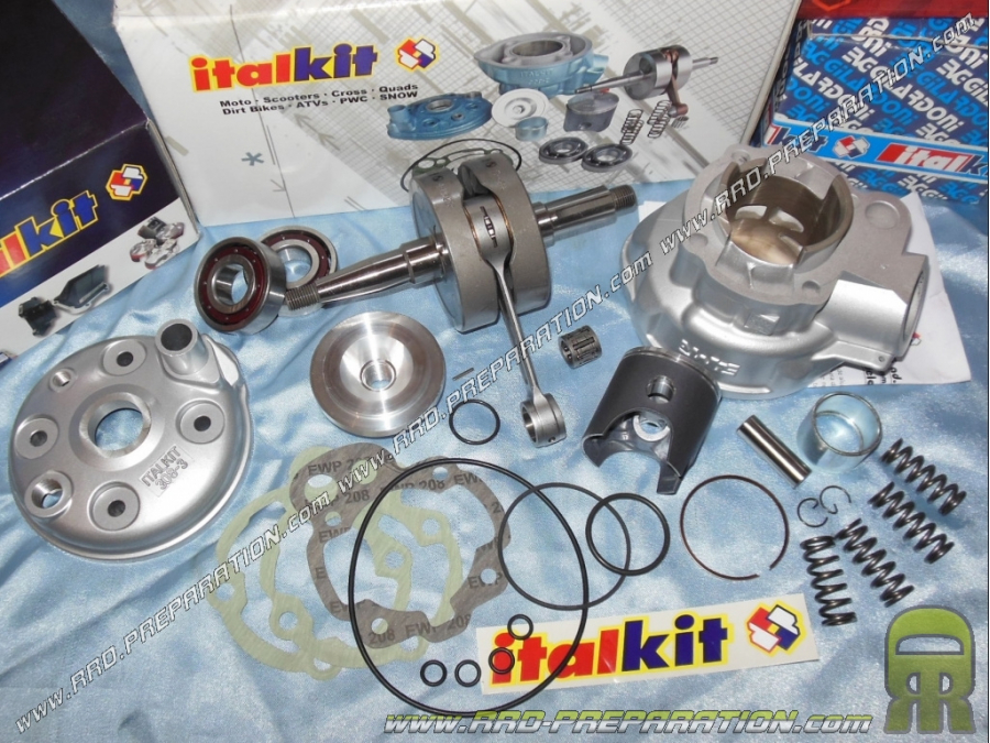 Pack ITALKIT Racing 80cc Ø48mm (avec vilebrequin course 44 bielle 90mm) pour mécaboite moteur minarelli am6