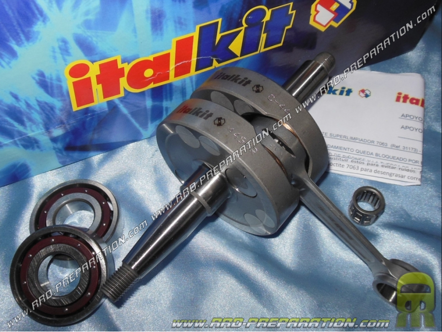 Crankshaft + bearings ITALKIT Competition 44mm long stroke / 90mm connecting rod (Ø20mm bristles) minarelli am6 engine