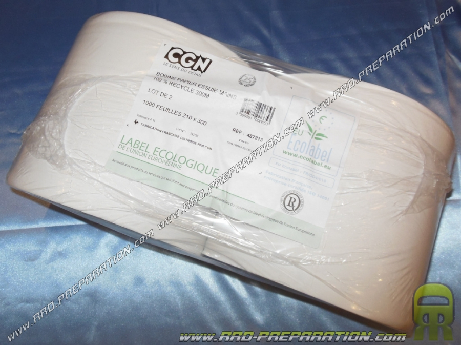 Bobines papier essuie main blanc CGN en rouleau de 300M