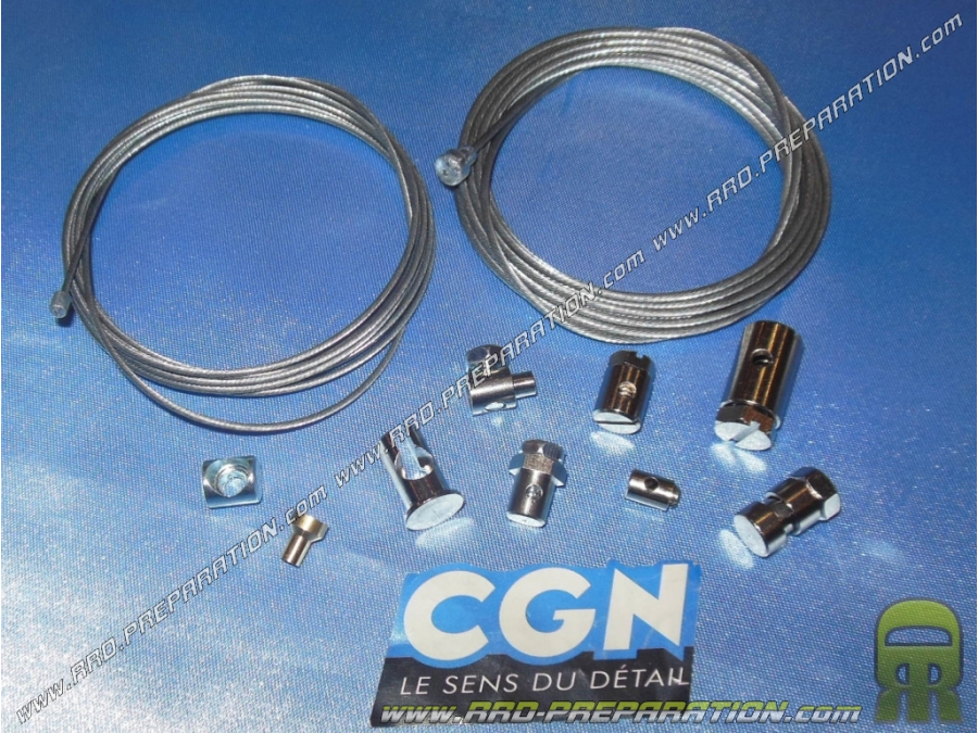 Kit câbles + serres câbles, barillet CGN pour cyclomoteur ou autres