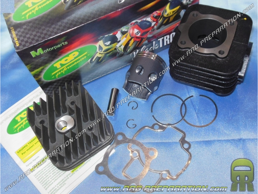 Kit 70cc Ø48mm TOP PERFORMANCES fonte BLACK "TROPHY 6 transferts sur scooter moteur PIAGGIO / GILERA Air (Typhoon, NRG...)