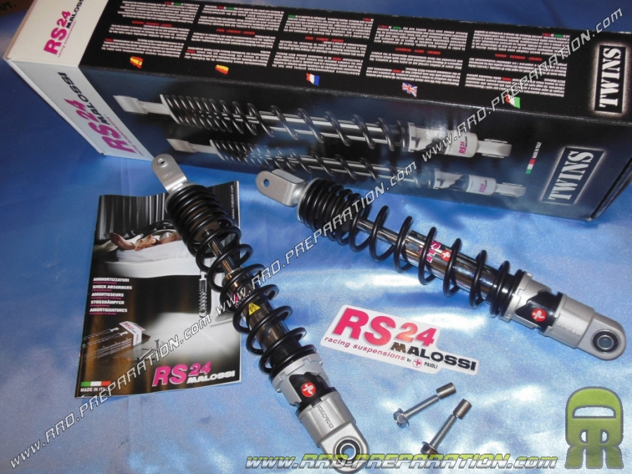 Pair of rear shock absorbers for TWINS MALOSSI 125/150/180cc maxi-scooter Yamaha, MBK and other models