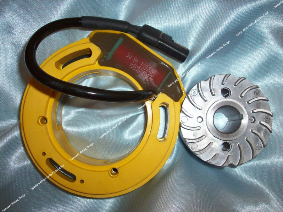 rotor + spare stator for yellow MALOSSI MHR SELETTRA ignition on minarelli am6, DERBI euro 1, 2 and 3