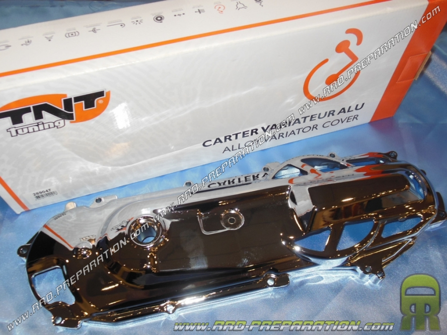 Carter de variation TNT TUNING pour scooter moteur minarelli vertical (booster, bw's...) chromé ventilé