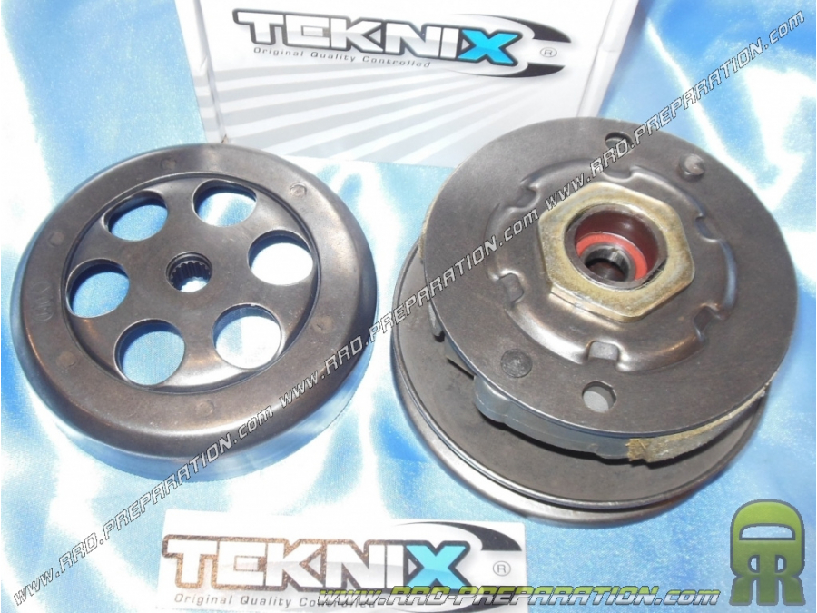 Complete clutch TEKNIX (bell, clutch, corrector of couple) Ø105mm scooter minarelli (booster rocket, bw' S, nitro, aerox…)
