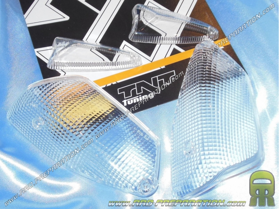 Cabochons clignotants TNT Tunning transparent pour scooter MBK NITRO & YAMAHA AEROX 2013