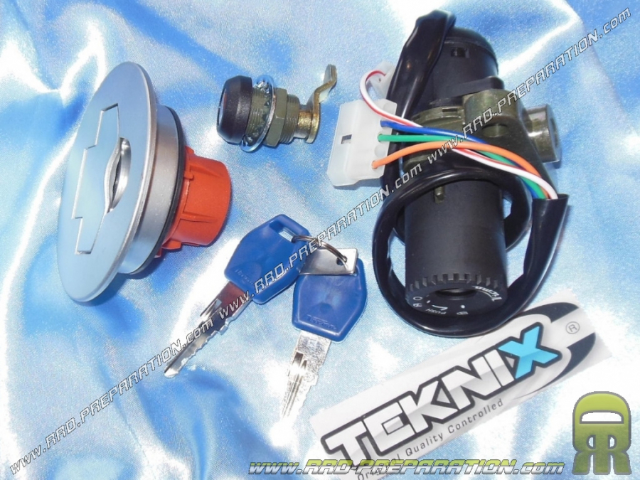 Interruptor / cerradura de maletero / tapón de depósito con 2 llaves TEKNIX mécaboite RIEJU RS2 Matrix, Naked / PEUGEOT NK7, XR7