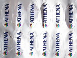 Set of 12 ATHENA racing stickers in special high temperature aluminum