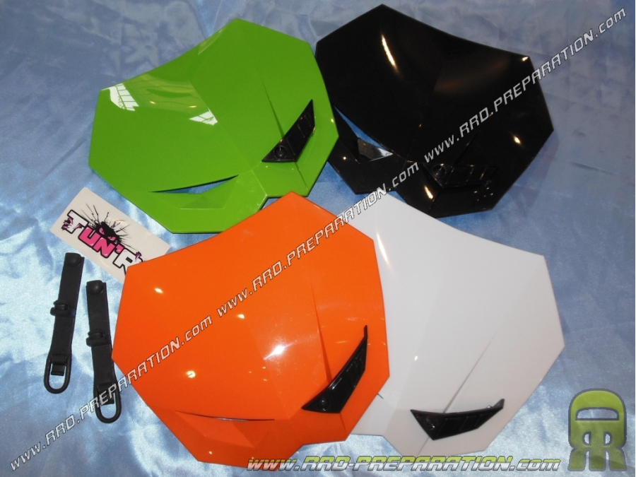 Tête de fourche type KTM TUN'R sans éclairage pour moto... Blanc, orange, vert et noir