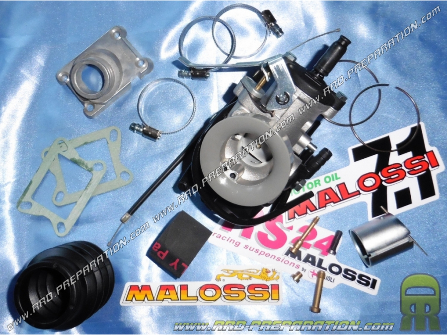 Kit carburation MALOSSI PHBH Ø26mm avec pipe, manchon, collier, durite... pour moto HONDA 75 / 80 MBX, MTX, NSR...