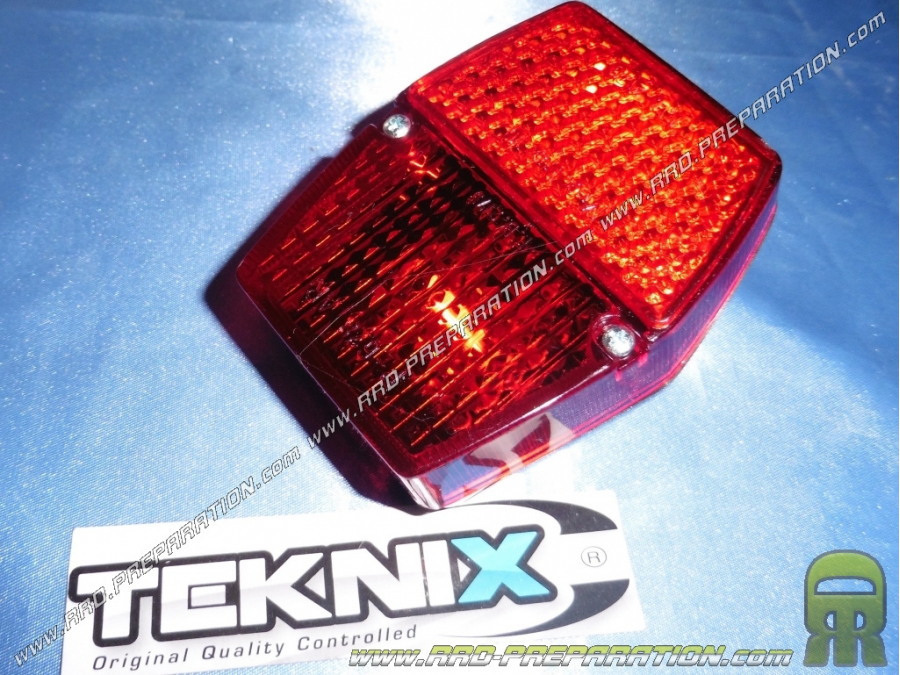 Feu arrière type origine noir et rouge hexagonal TEKNIX pour cyclomoteur Peugeot 103 SP, MV, MVL, Vogue ou autres modèles