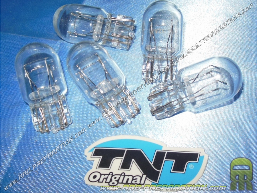 Bombilla para luz de noche coche, moto T20, código, lámpara TNT 12V 21/5W transparente