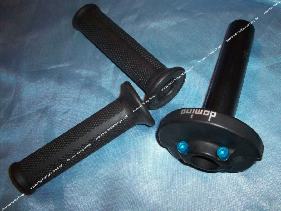 Poignée d'accélérateur double, tirage rapide DOMINO compétition alliage  magnésium course 65mm ( 2.1° / mm) revêtements noir