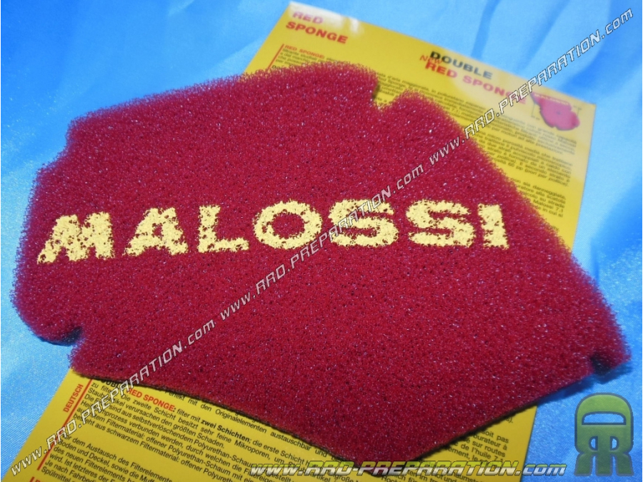 Mousse de filtre à air MALOSSI DOUBLE RED SPONGE pour boite à air d'origine scooter PIAGGIO ZIP