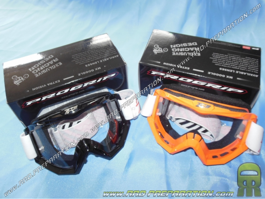 Glasses moto-cross PROGRIP 3301 hides nose, demister screen & stripe white, blue, green, orange, yellow, black, red, gray