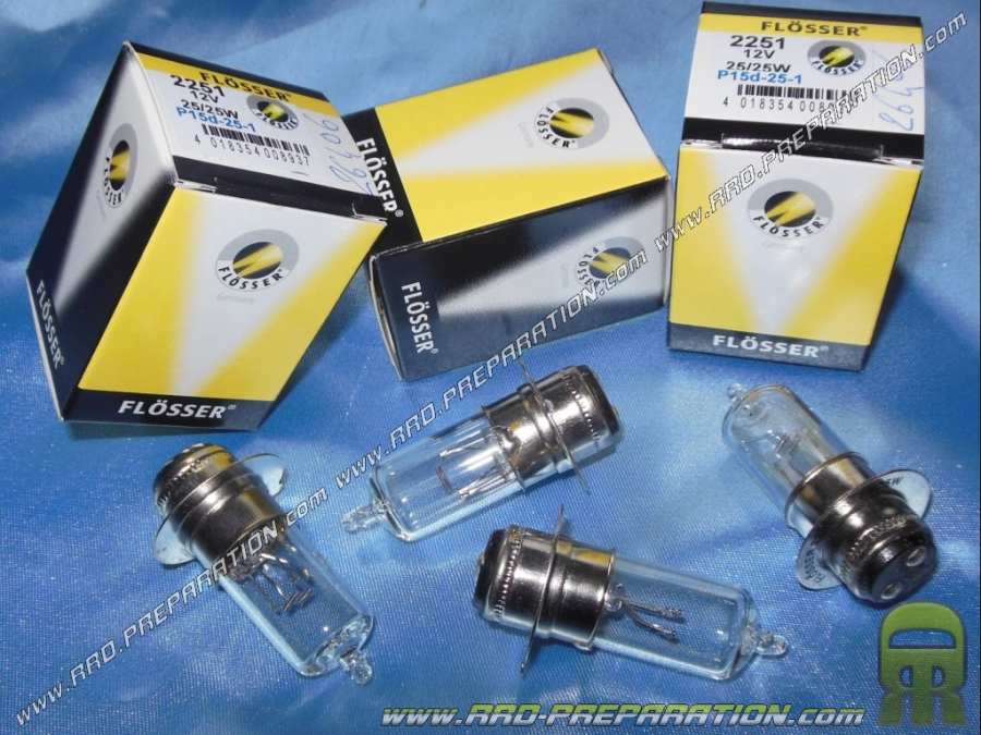 Bombilla faro P15D (25-1) FLÖSSER luz delantera, lámpara 12V 25/25w