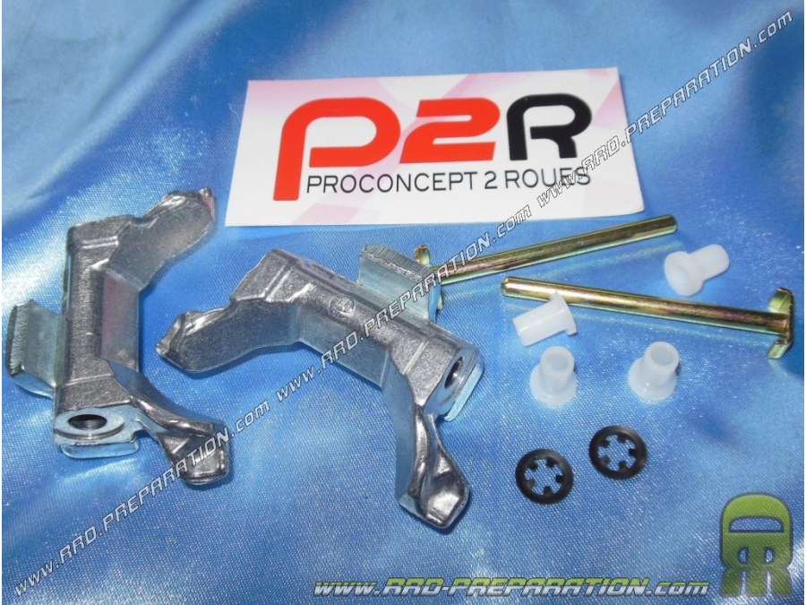 Jeu de 2 masselottes P2R avec axe et clips pour variateur origine sur Peugeot 103 sp, mv, mvl, lm, vogue...