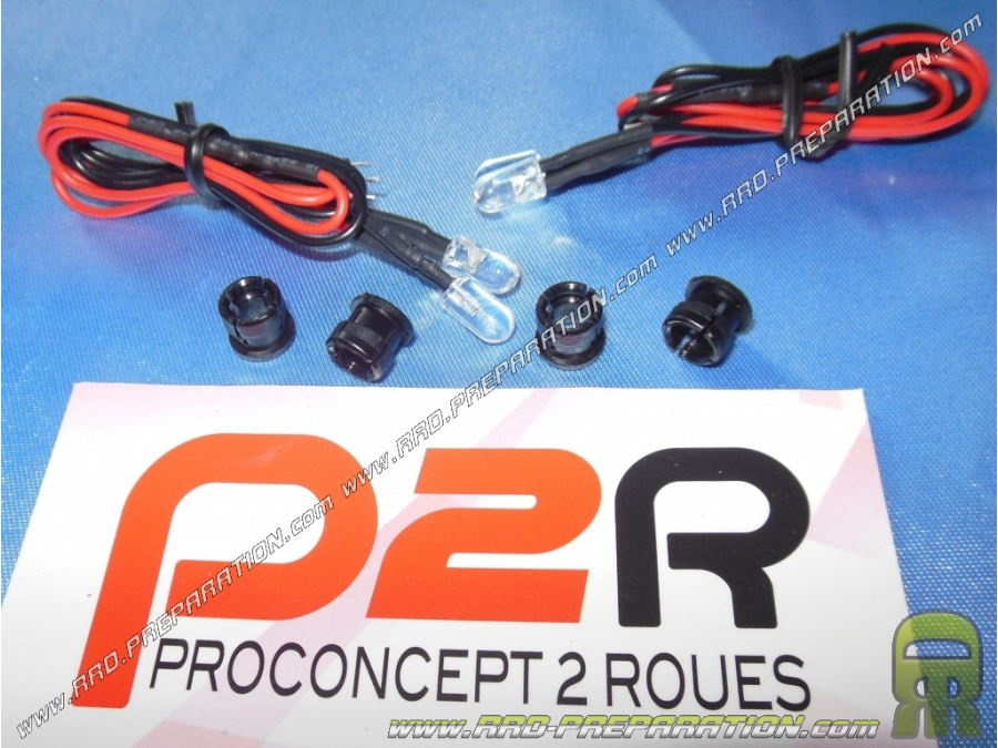 2 LED de clip P2R con soporte de color azul o blanco