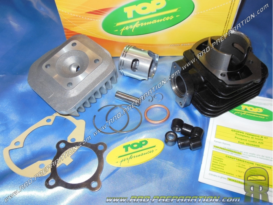 Kit 70cc Ø47mm TOP PERFORMANCES cast iron for horizontal air Peugeot scooter (ludix, speedfight 3, new vivacity,...)