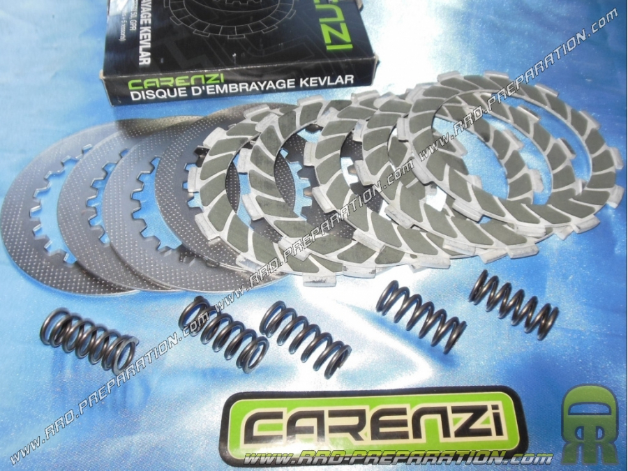 Embrayage complet CARENZI Kevlar 5 disques garnis pour mécaboite moteur DERBI euro 1, 2 & 3