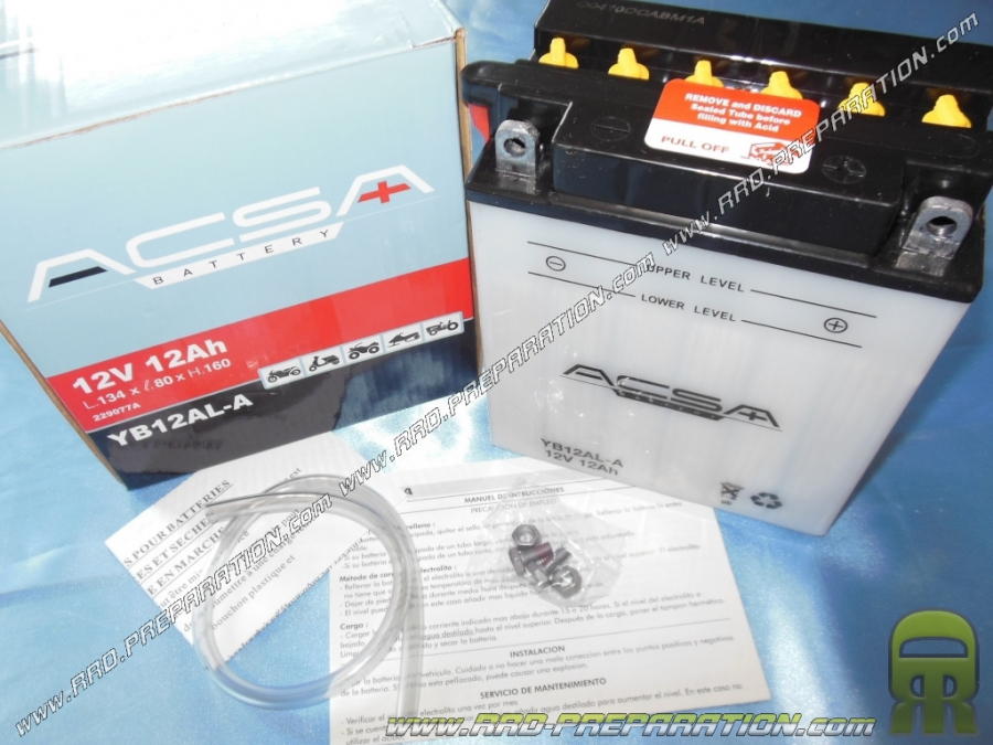 Batterie YUASA YB 12AL- has 12v (acid with maintenance) for motor bike, mécaboite, scooters…