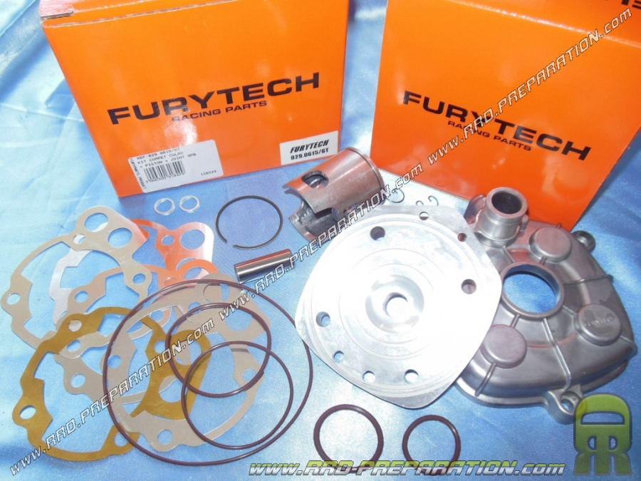 Culasse à plot complète avec piston pour kit 50cc FURYTECH RS10 GT aluminium sur minarelli am6