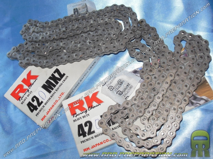 Chain reinforced width 420 RK Racing for motor bike, mécaboite 50cc,… sizes and colors with the choices