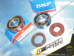 Set of 2 heavy silk racing bearings (Ø20mm) + crankshaft oil seals DOPPLER ENDURANCE polyamide cage minarelli am6